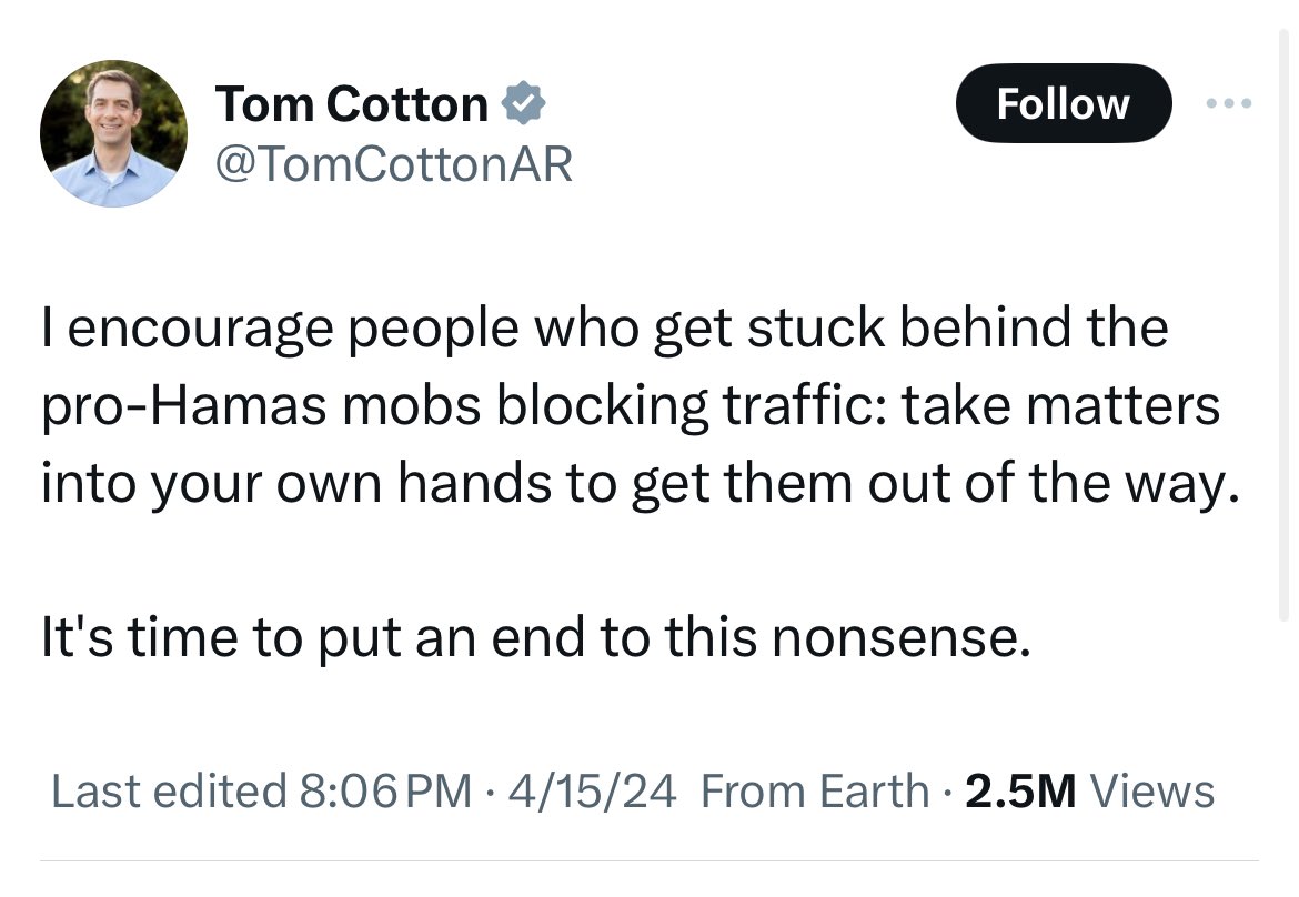 @CalltoActivism It doesn’t help when sitting US senators like Tom Cotton are telling folks to take the law into their own hands. 🤦‍♀️