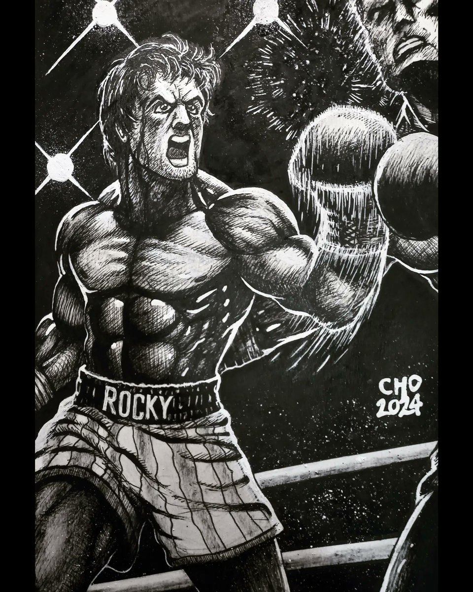 'Going in one more round when you don't think you can - that's what makes all the difference in your life.'
-Rocky Balboa-
#ROCKY #RockyBalboa #sylvesterstallone #drawing #traditionalart #traditionaldrawing #illustration #sketch #inking #fanart #dailyart #Boxing