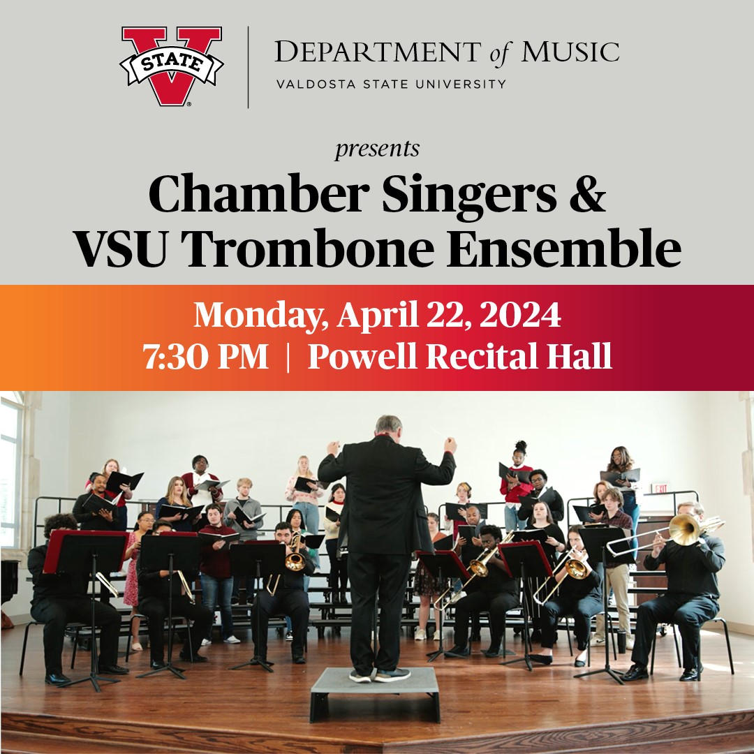 Before they head to Europe to perform next month, 30 members of VSU's Chamber Singers and Trombone Ensemble want to give you a preview! It's happening next Monday, April 22 at 7:30 p.m. in the Powell Recital Hall. Read about their trip: bit.ly/3VUtiUb🎵 #VState