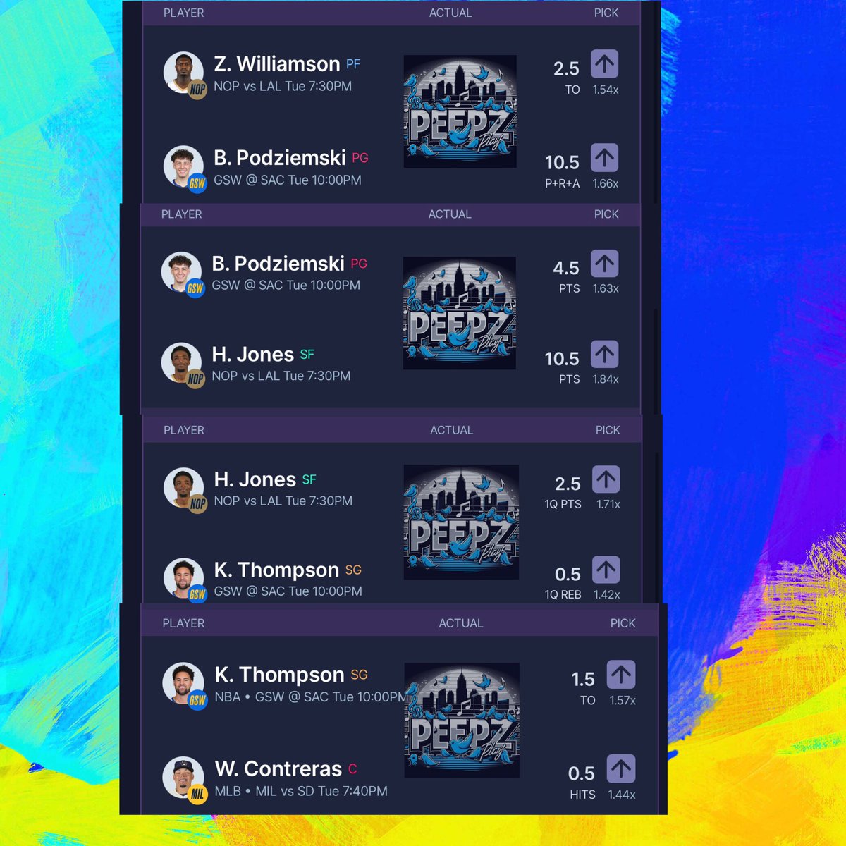 PeepMyPlays's tweet image. ⚾️ 🏀 • PROP LIST 4/16 ⚾️🏀

#GreenlineCommittee 💹 x #PeepMyPlay 👀