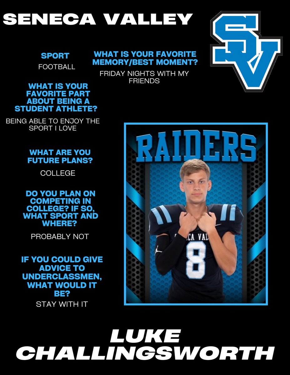 SV_Sports's tweet photo. SV Athletics has paired with SALT (Student-Athlete Leadership Team) to develop Senior Salutes, highlighting the memories and future plans of our Senior Student-Athletes who have given so much to our programs!

Today we Salute Seniors Allison Sevin &amp; Luke Challingsworth! https://t.co/7Yx99JR8bU