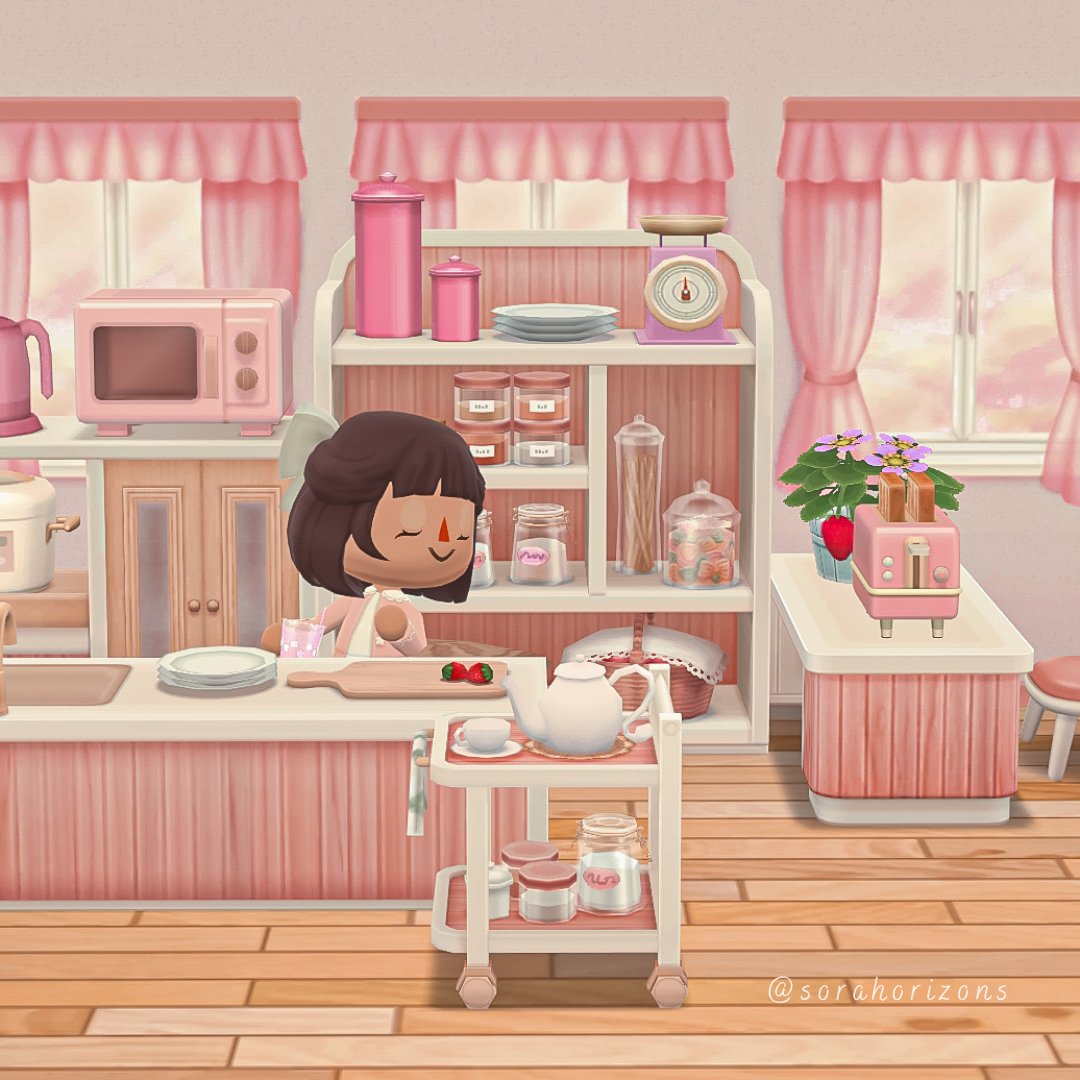 The sakura kitchen items are the cutest 🥹🌸🍓 #acpc #pocketcamp