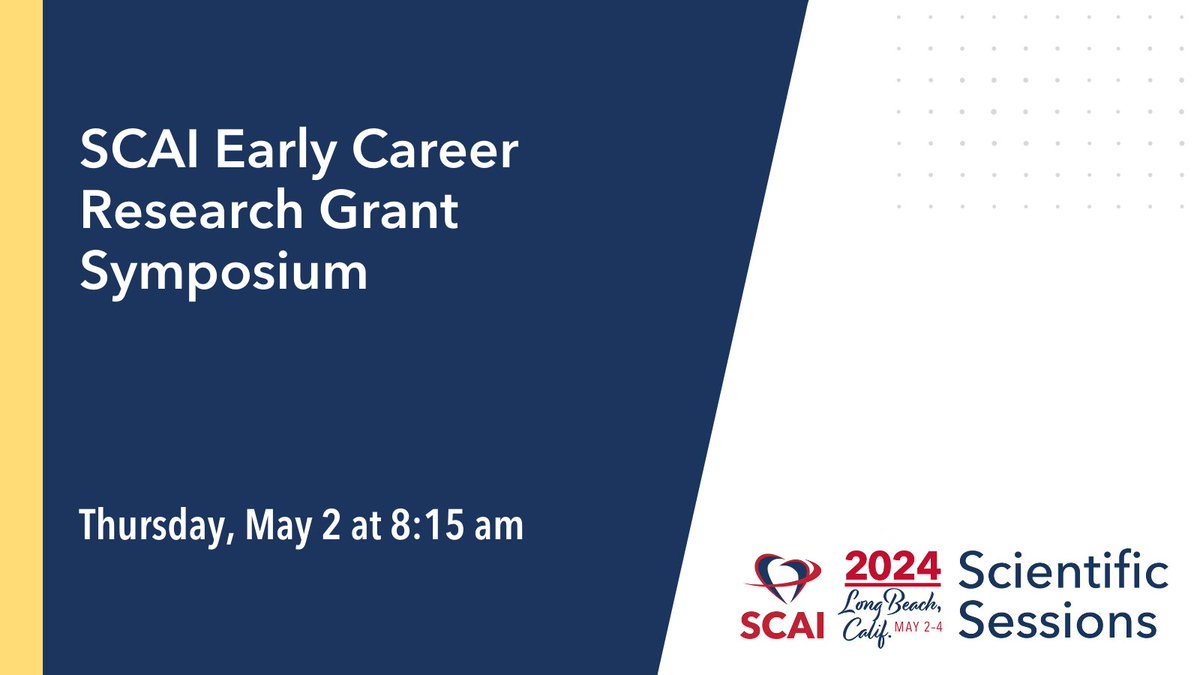 Support the next generation of researchers at #SCAI2024 and attend the presentations of the 2023 ECRG winners, @nadia_sutton and @EricSecemskyMD! This year's winners will also be announced at the end of the session. ➡️View the session: ow.ly/MN0z50RghL4