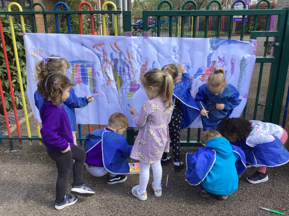 Pre-school have had a fanstastic time learning about symmetry and colour this morning- maths in action, using mathmatical language, mixing colour, large body movements, early writing skills.