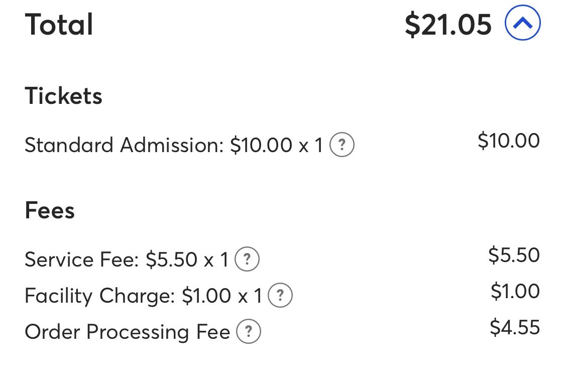 Ticketmaster fees are criminal. You shouldn’t pay more in fees than the cost of the ticket. Doesn’t sit right with me.