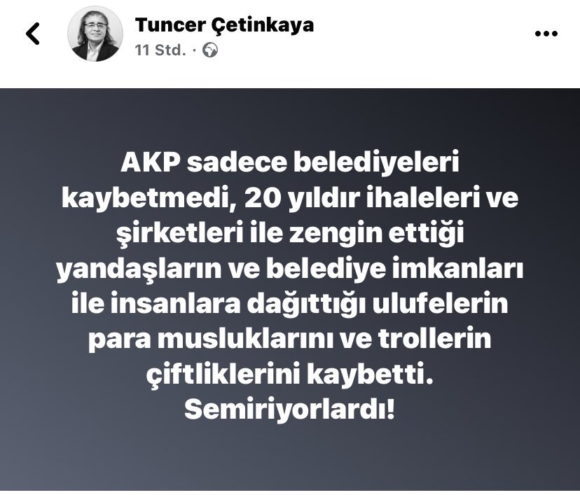 Belediyeleri domuz gibi sömürdüklerinin açığa çıkmasından sonra AKPlilerin yerel seçimi kaybetmesinin acısının ne demek olduğu daha iyi anlaşılıyor
