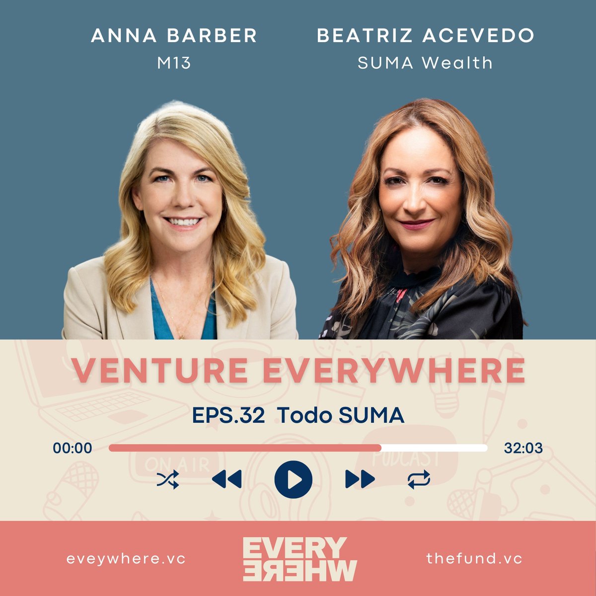 ON AIR: Venture Everywhere #Podcast EPS 32🎙️ @annawbarberbarber, Partner at @M13Company & LP in @EverywhereVC & @Bea_latina, co-founder of @wearesuma. 🎧Listen: 🍎 Apple: podcasts.apple.com/us/podcast/tod… 💚 Spotify: open.spotify.com/episode/0tWgWJ… 🗒️ Transcript at ideas.everywhere.vc/s/podcast
