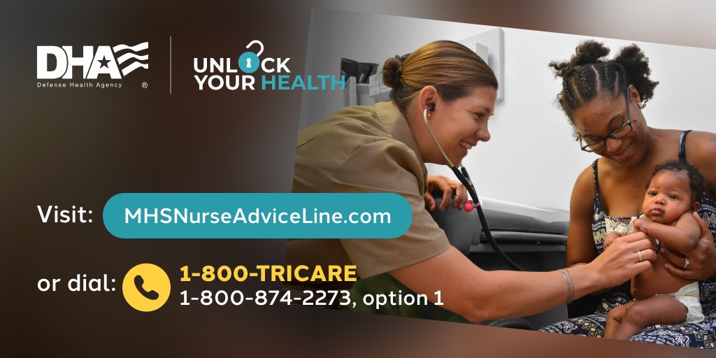 Not sure if a new symptom is serious and requires immediate care? The MHS Nurse Advice Line gives you 24/7 access to medical advice from registered nurses! Visit MHSNurseAdviceLine.com or dial 1-800-TRICARE (874-2273), option 1.