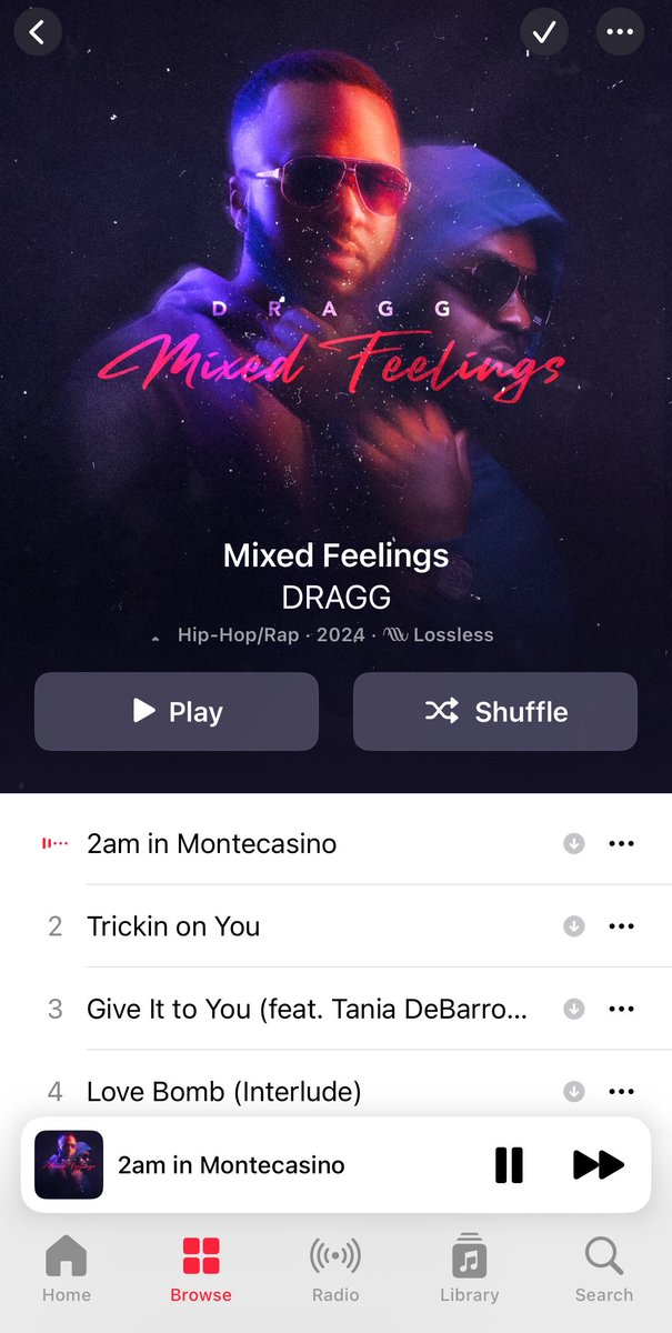 Blown away by <a href="/DRAGGOFFICIAL/">DRAGG</a>'s "2am in Montecasino"  This track is  and the whole #MixedFeelings album is a vibe. Check it out now! #MixedFeelings

lnk.fuga.com/mixedfeelings