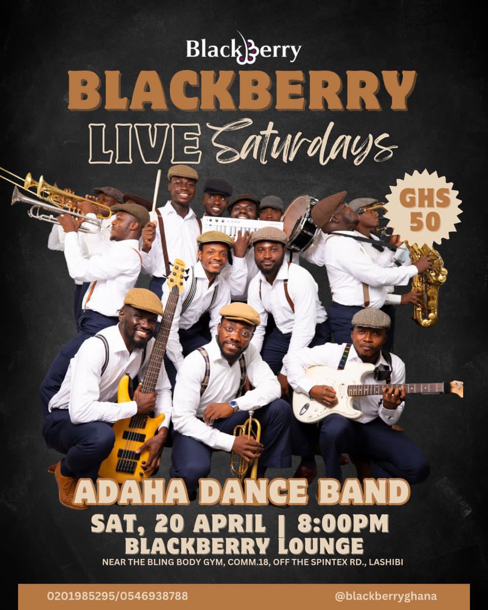 I know you’ve heard of BLACKBERRY LOUNGE and The ADAHA DANCE BAND already The countdown is on for this Saturday section BE THERE !!!