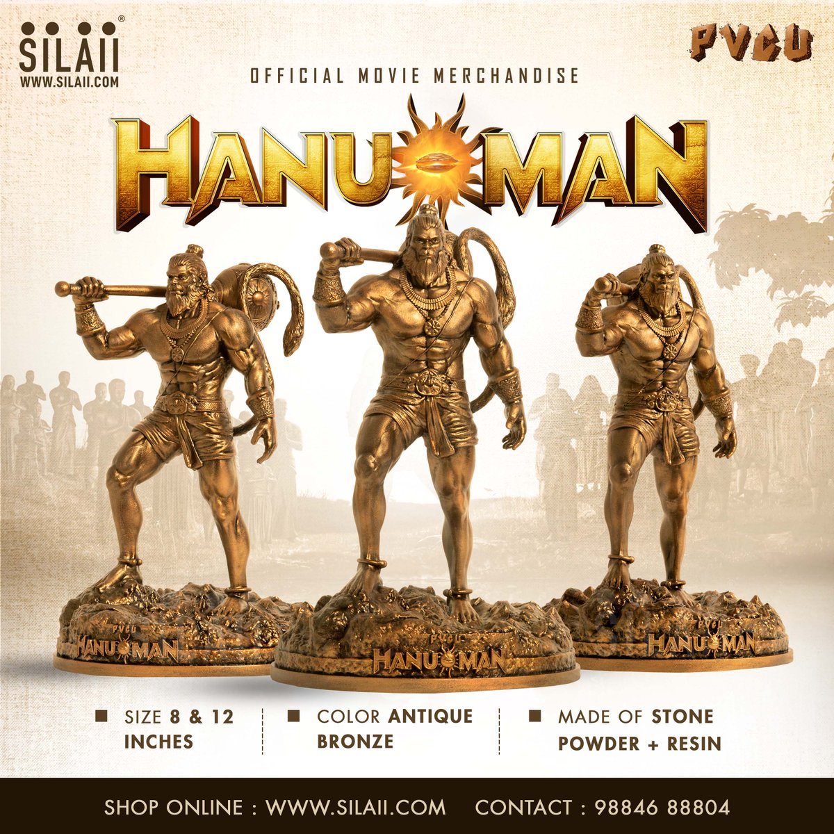 SILAIISculpture's tweet photo. Discover the strength and spirit of Hanu-Man with SILAII's finely crafted sculpture! 💪Get yours at https://t.co/mWjrcsnL6H or visit our SILAII Flagship Store in Adyar, Chennai
#HanuMan #SILAII #HanuManXSILAII #JaiHanuman #HanuManEverywhere #PVCU 

 @PrasanthVarma @tejasajja123 https://t.co/aWMOisCuPF