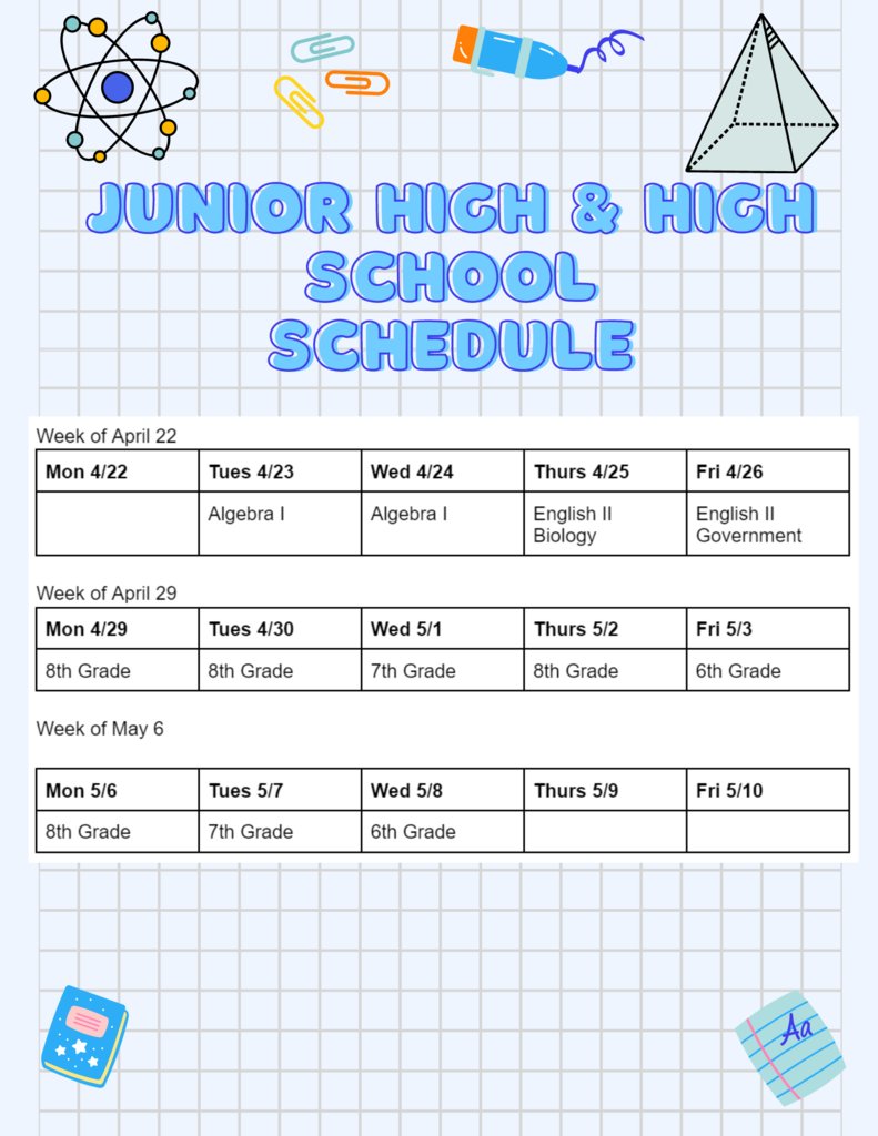 Testing begins next week at Alton! Students have been working hard to prepare and we are expecting great results! Good attendance is essential on testing days. Please see the schedule below to find out when your child is testing.