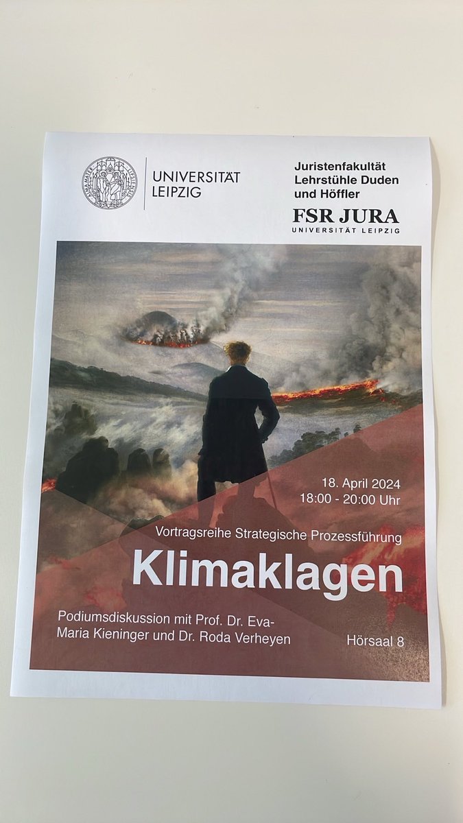 Übermorgen ist es soweit! @UniLeipzig diskutieren wir über Klimaklagen mit RAin Dr.Roda Verheyen und Prof.Dr. Eva Maria Kieninger -Danke an den Fachschaftsrat fürs Mitorganisieren! #ClimateCrisis #strategiclitigation