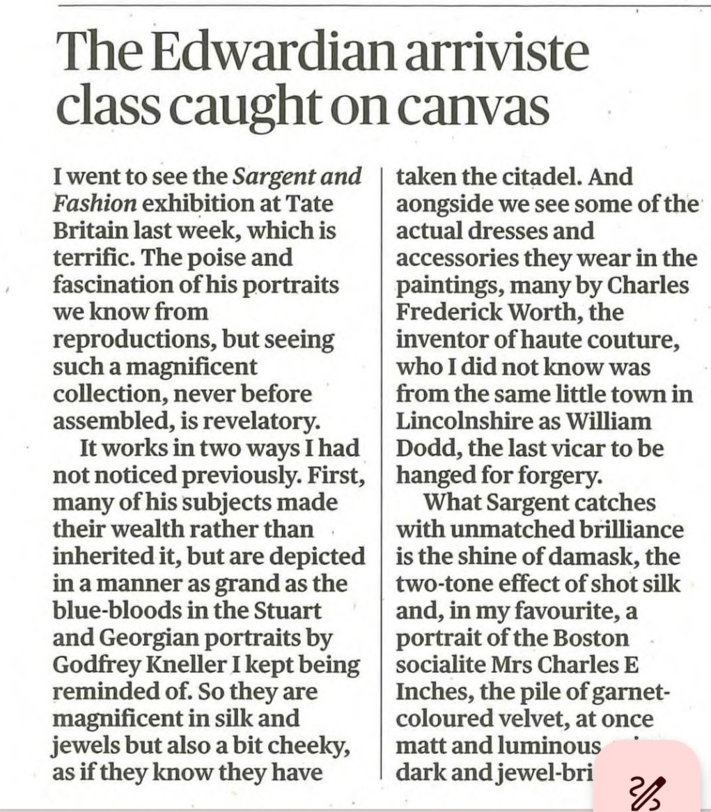 Thank you @RevRichardColes for these words about 'Sargent and Fashion' @Tate