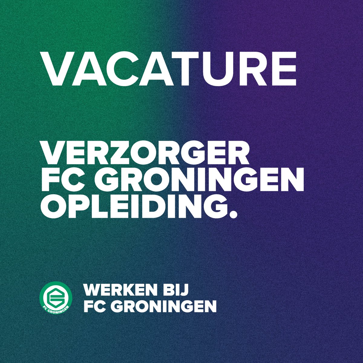 De FC Groningen Opleiding (@fcgopleiding) is voor verschillende leeftijdscategorieën op zoek naar een verzorger.🩹 Iets voor jou? Reageer dan snel! ➡ fcgroningen.nl/club-info/orga… #werkenbijFCGroningen