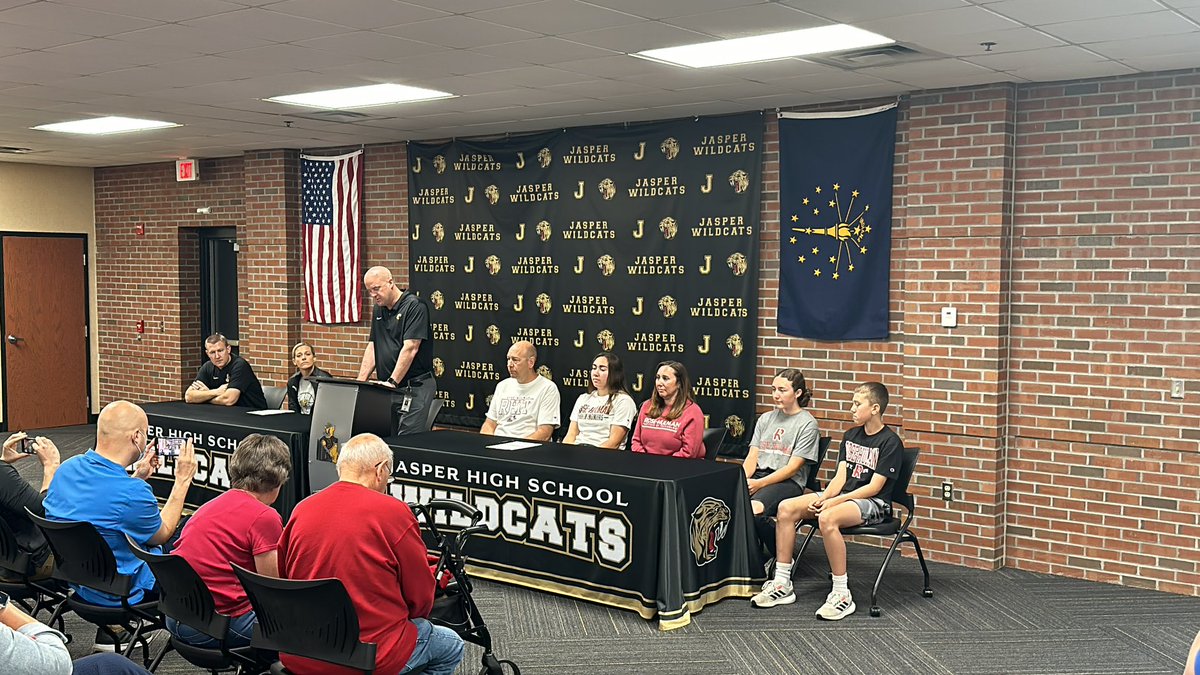 JasperAthletic's tweet photo. Congratulations to Emma Schipp today as she signed her Letter of Intent to continue her academic and basketball career at Rose-Hulman!  Emma is a multi-sport athlete, that is the epitome of a student athlete!! Best of Luck Emma, Jasper Athletics couldn’t be more proud of you!! https://t.co/DDz5eSGlLS