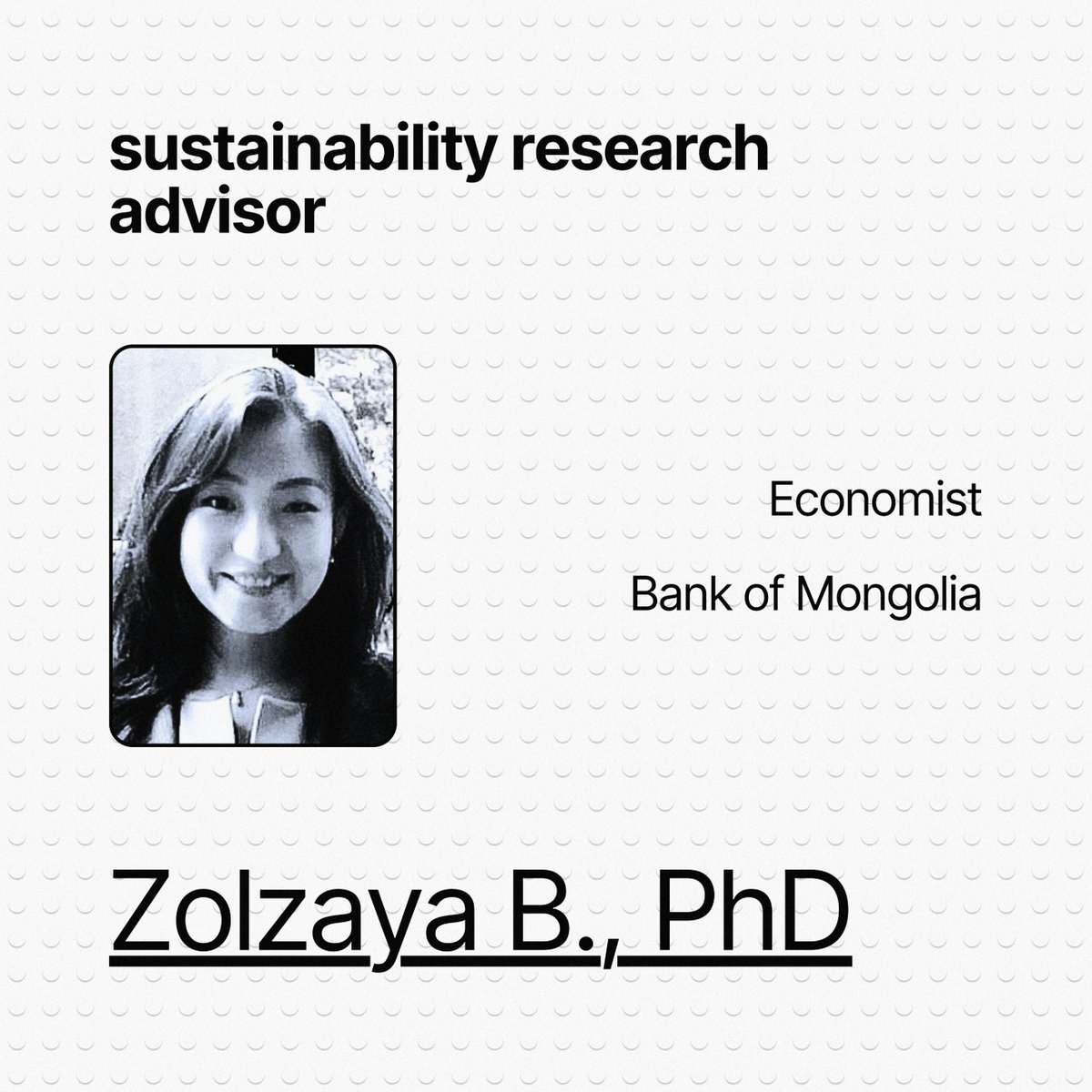greendotclimate's tweet photo. 🔸 Sustainability Research Advisor: Dr. Zolzaya B., Economist, Bank of Mongolia
🔸 Mini-Project Lead: Gereltuya B. (@gereltuya), Co-founder, Green Dot Climate NGO https://t.co/7OR4uOUiZd