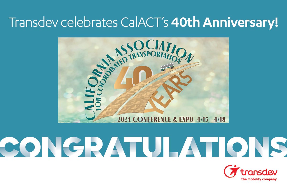 Over the past four decades, our partners at @CALACTtweets have worked diligently to develop and enhance accessble #PublicTransit in California. We're proud to support CalACT, and send our warmest #congratulations on forty years of dedicated service to their #communities.