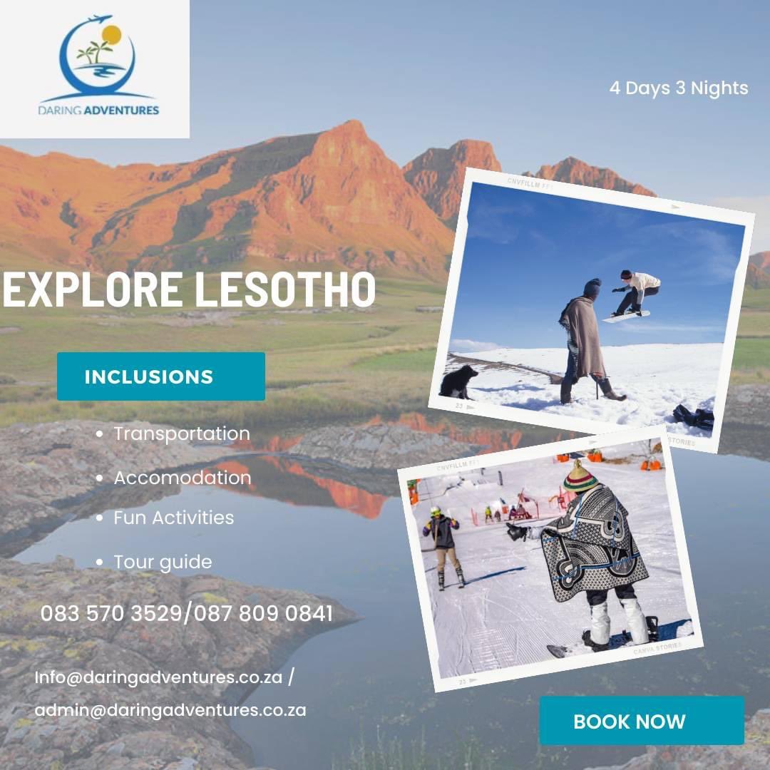 Experience the majestic beauty of Lesotho in Winter : a land of rugged mountains, breathtaking landscapes, and warm hospitality. 

Explore its rich cultural heritage, and discover the unique charm of Africa's 'Kingdom in the Sky.'
#VisitLesotho  #DaringTravels #DaringAdventures