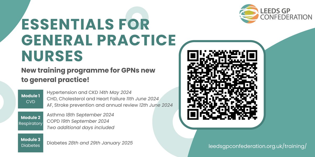 If you haven't already claimed your space on our Essentials for General practice Nurses you can book now on our website! The course has been designed by experienced primary care staff with the expertise you need to become a full qualified GPN 👇 leedsgpconfederation.org.uk/services/train…