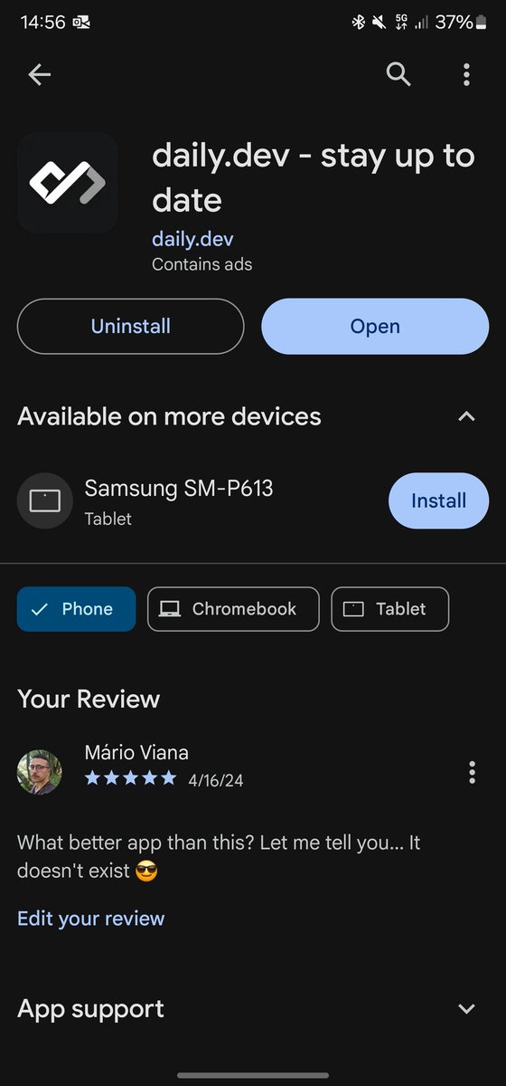 MariojViana's tweet photo. @dailydotdev  app is out!!
#dailydevmobile https://t.co/igDOFUmYvz