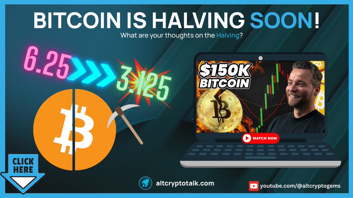 Bitcoin is Halving Soon! Here are my thoughts on the #BitcoinHalving and what it could mean for $BTC! youtu.be/2ZzA2oKL3as?si… Let me know what you think down below!