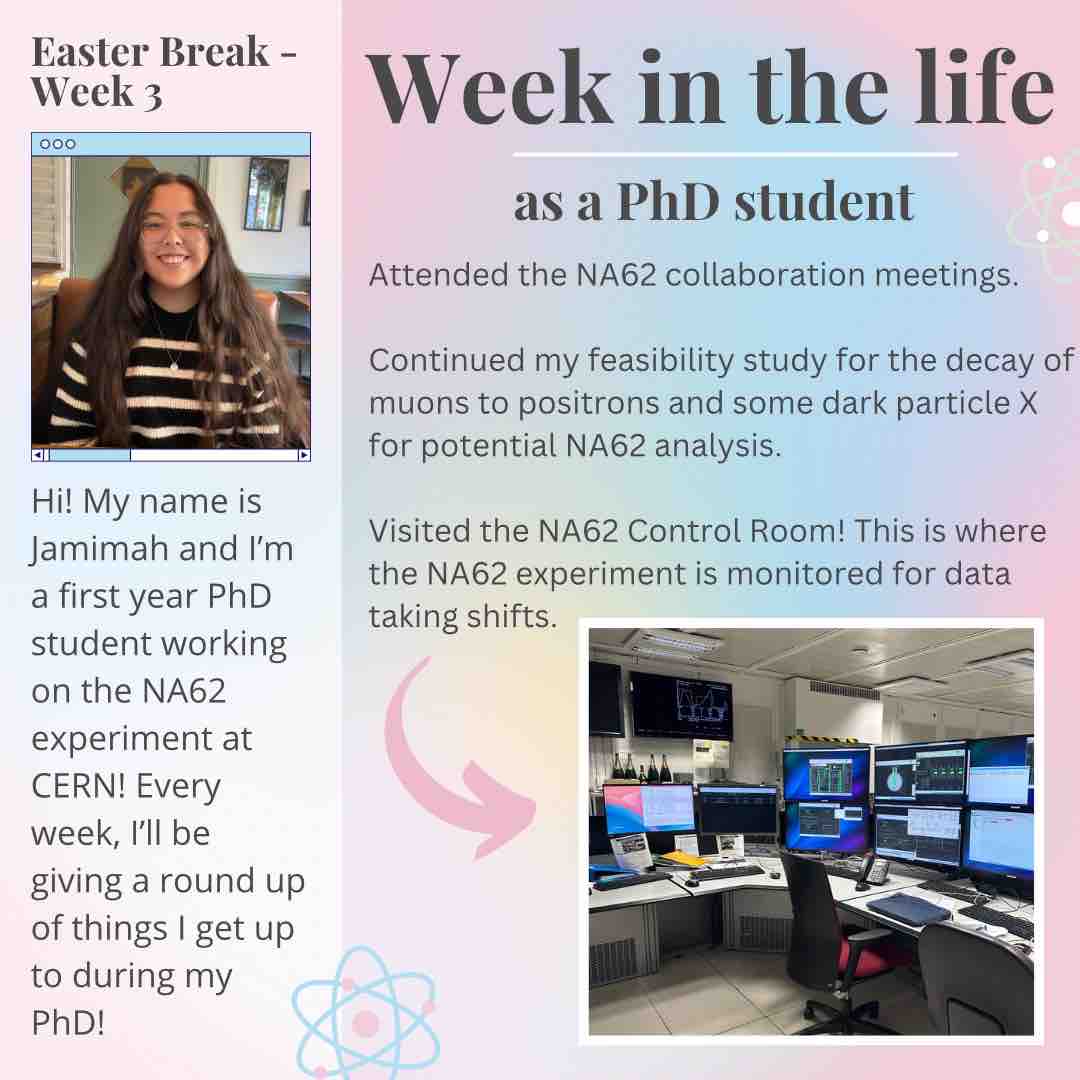 Hi everyone! My name is Jamimah and I’m a first year PhD student! Every week, I’ll be giving a round up of things I get up to during my PhD! If you have any questions at all about physics at Lancaster, feel free to message me! 😊