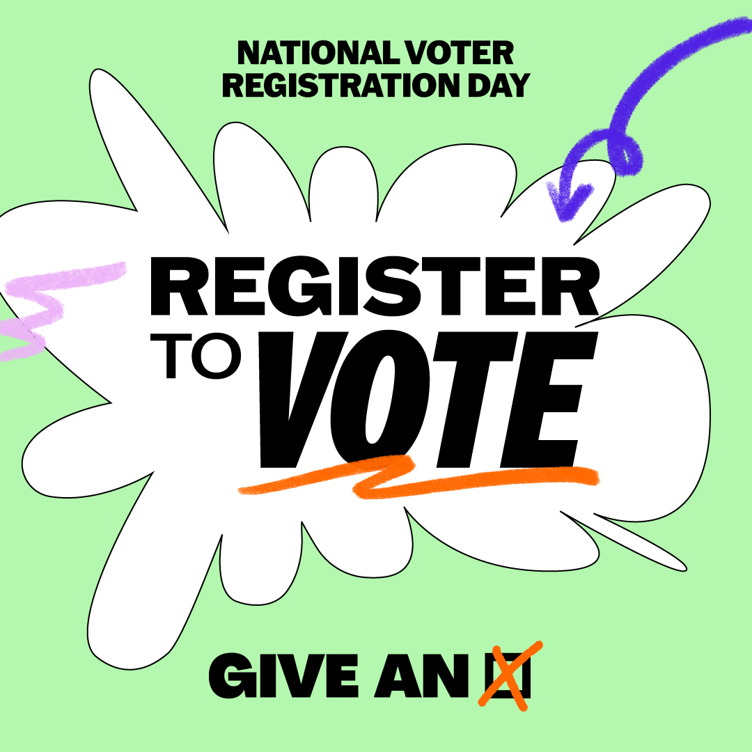 🚨TODAY is National Voter Registration Day🚨 As it stands, 4 MILLION young people will be excluded from voting at the next election. On this deadline day, don’t risk losing your voice. #GiveAnX about your future and #RegisterToVote: nvrd.info/skateboard