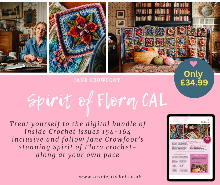 Treat yourself to the digital bundle of Inside Crochet issues 154-164 inclusive and follow Jane Crowfoot’s stunning Spirit of Flora crochet-along at your own pace. Your digital bundle includes the complete set of back issues for only £34.99. pktmags.com/spiritofflorab…