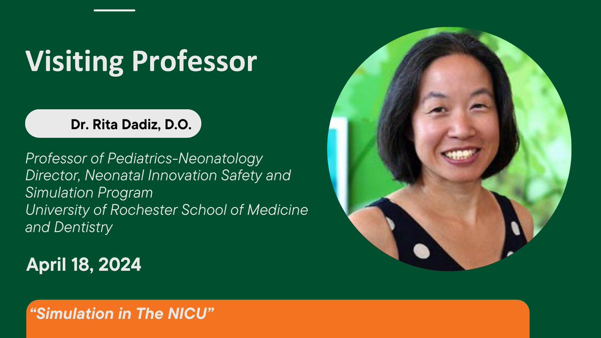 We are excited to announce a former fellow, Dr. Rita Dadiz as a Visiting Professor! @umiamimedicine @UMiamiHealth #neonatology #universityofmiami #fellows #NICU #Simulation