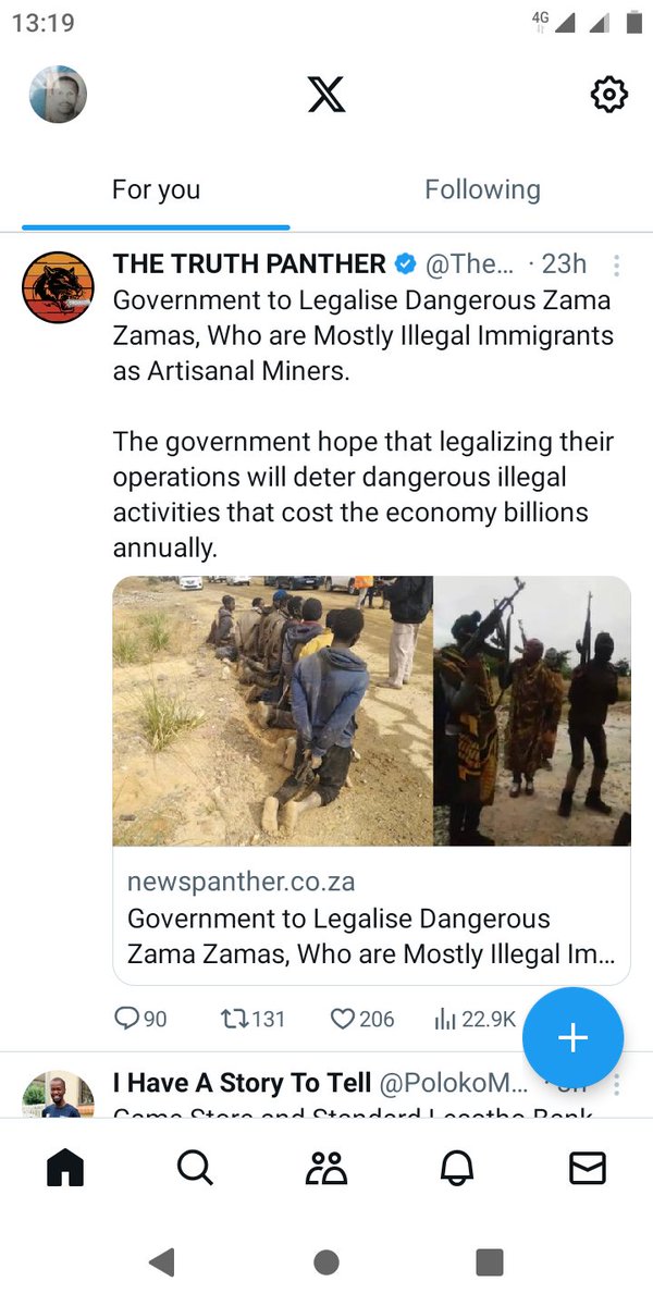 @TheTruthPanther A very good day to all.
Early this morning, I came across an item whereby South African government intends to legalize Zamazamas illegal mining.
Can you send me that part of news. I have a great interest since I once made such proposal to both Lesotho and South African leaders.