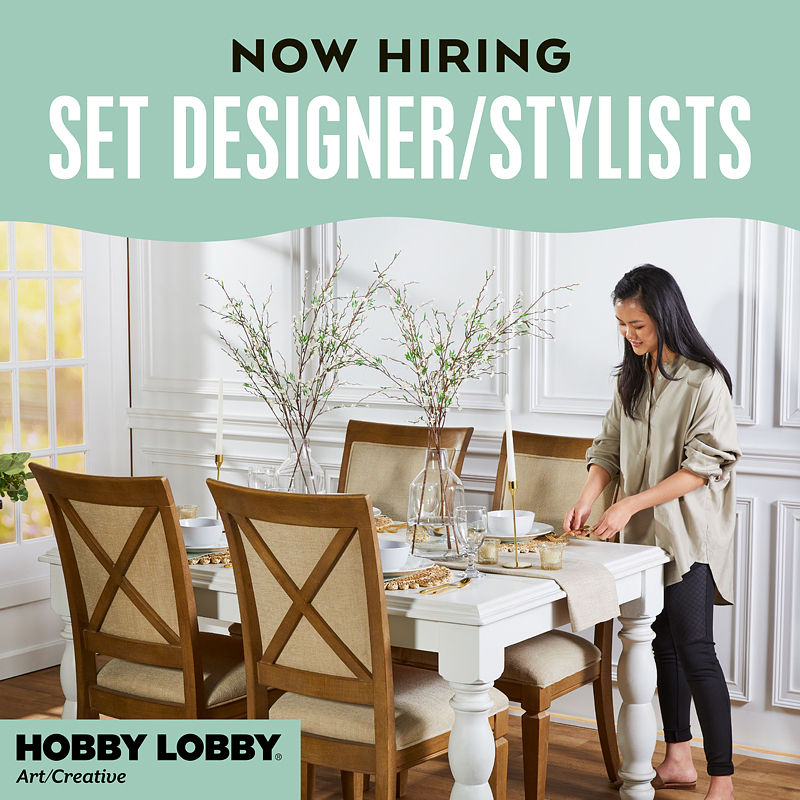 Do you have a talent for styling & a love of all things DIY? Do you follow current décor & design trends? Then our open position might be for you! Click the link to see what it takes to be a Designer/Stylist at #HobbyLobby! bit.ly/3UjzFzk

#CreativeJobs    #Stylist
