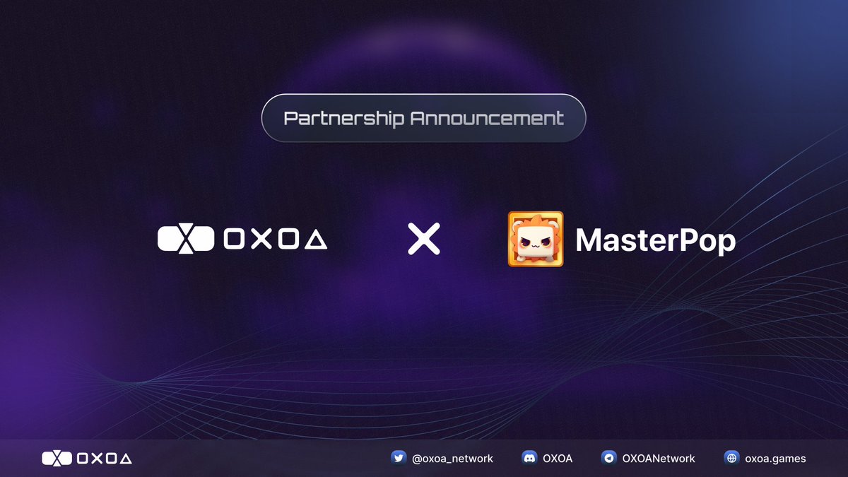 🚀 OXOA Network is proud to unveil an exciting partnership with @masterpopgame! 🤝 To celebrate our new partnership, we are proud to have a GiveAway with the prize of 15 Whitelists in MasterPop.

1. Follow @oxoa_network & @masterpopgame
2. Like & Retweet this post
3. Join