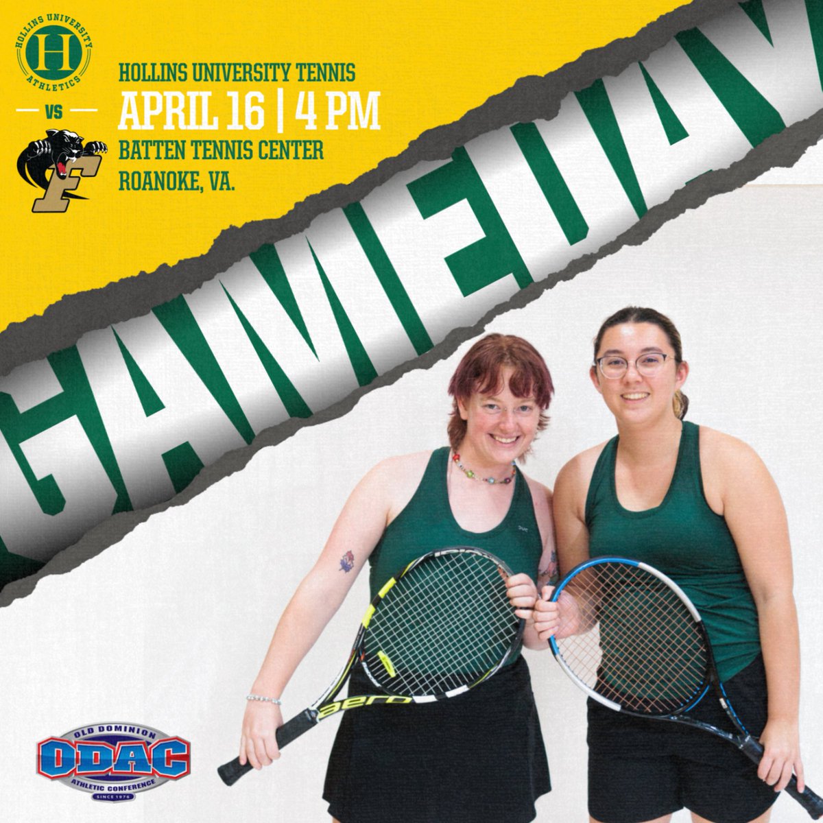 GAMEDAY for Hollins tennis with a visit from Ferrum this afternoon, 4pm. #MyHollins