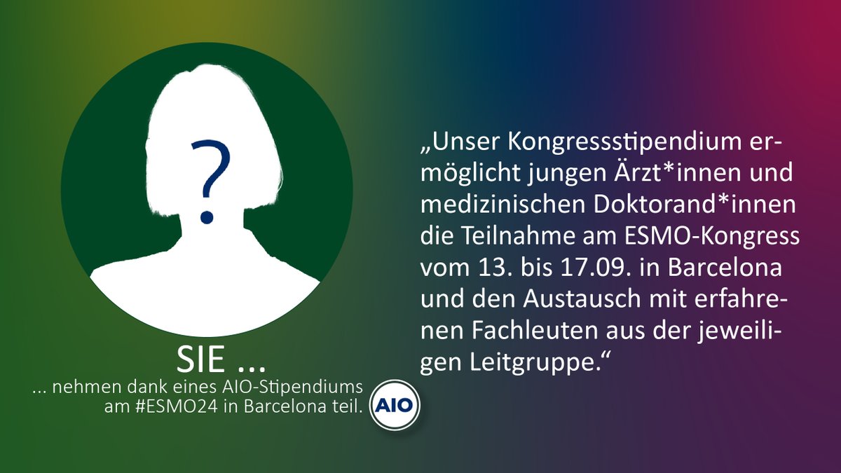 📢Das #AIO_Stipendium geht in die 3. Runde: Young Professionals in der #Onkologie können am @ESMO-Kongress 2024 teilnehmen + vom passenden AIO-Mentoringprogramm profitieren - wenn sie sich dafür bewerben! 👉Deadline ist der 30.04. 👈aio-portal.de/kongressstipen…