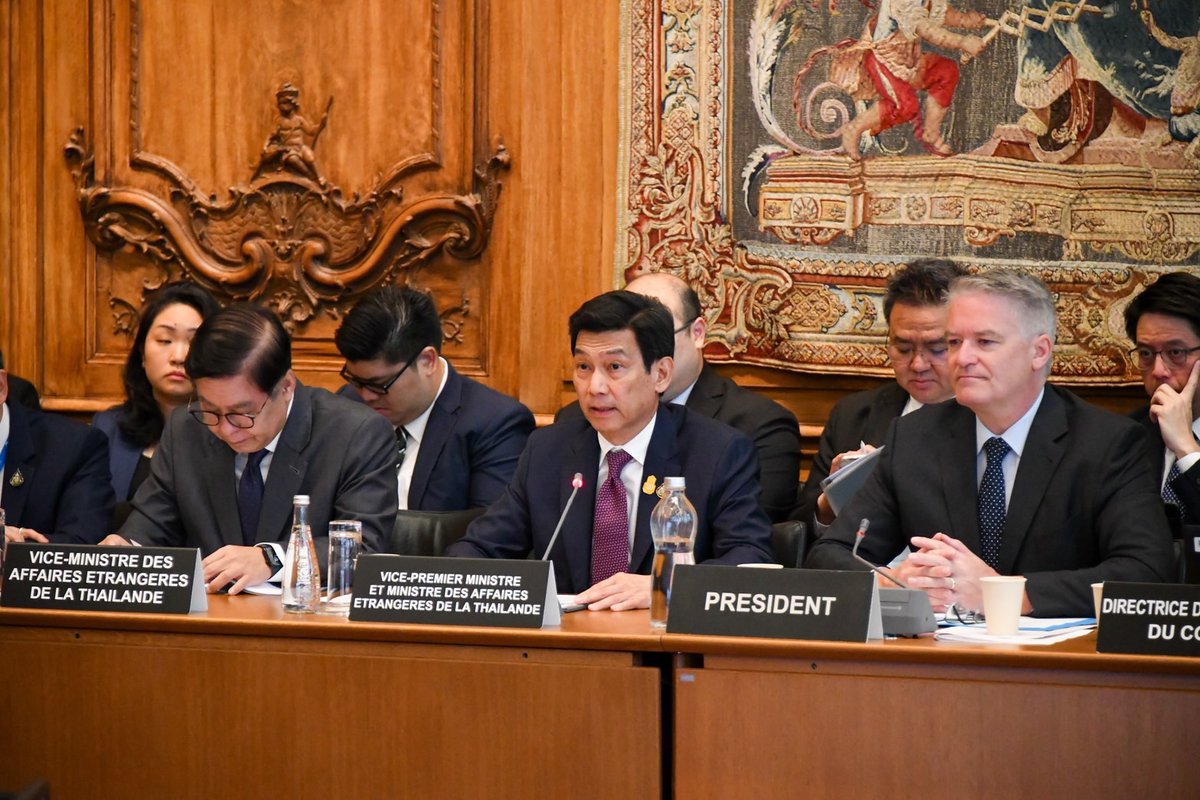 MFAThai's tweet photo. DPM/FM @drparnpreeb attended the Special Session w/ OECD council members to seek supports for starting accession process with TH and underscored TH’s readiness and determination in joining the OECD which will enhance the sustainability and competitiveness of TH’s economy and promote TH’s role in the global governance. (16 April 2024)