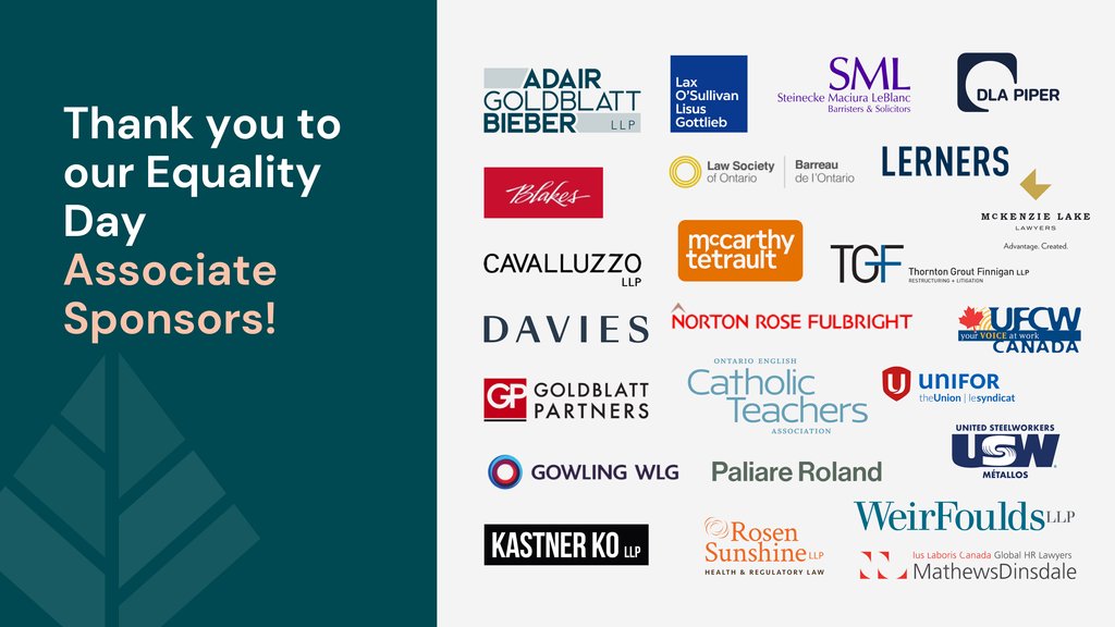 Equality Day 2024 is almost here and LEAF would not be able to do it without our incredible Associate Sponsors! We are grateful for your support that fuels our mission in achieving substantive equality in Canada.