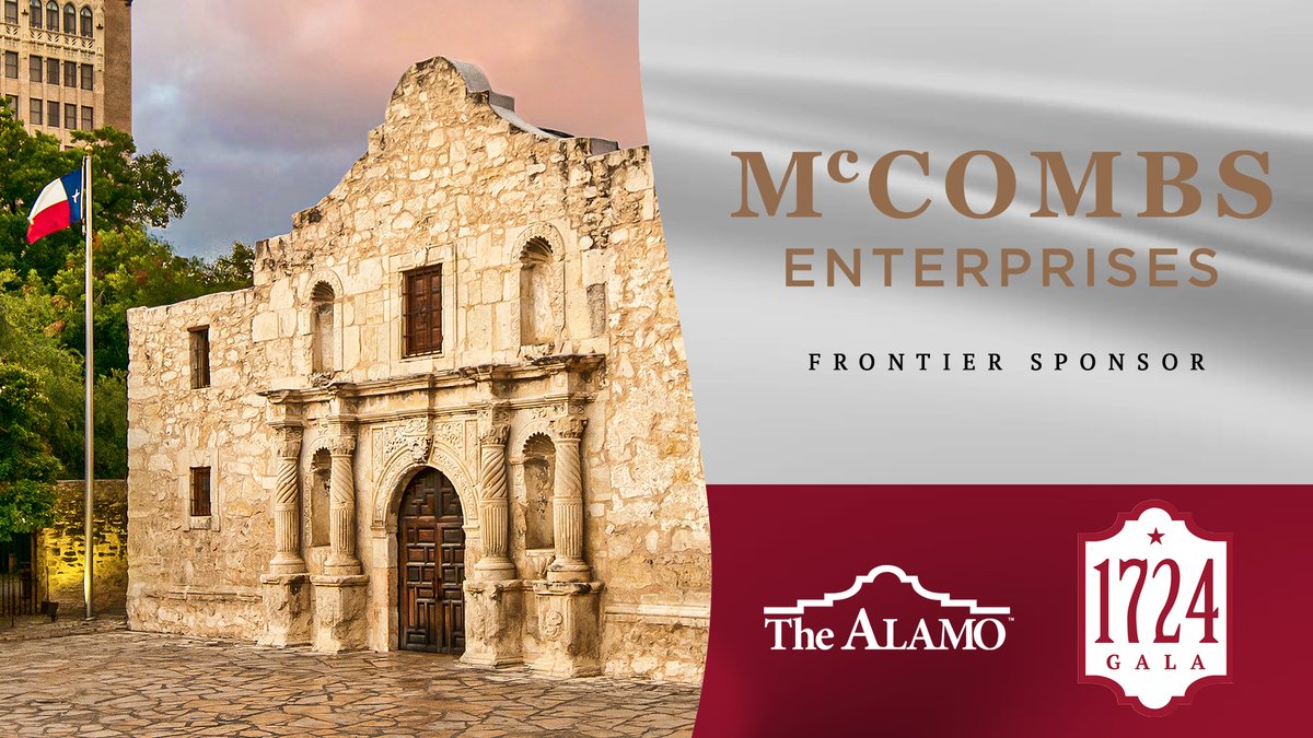 Thank you to McCombs Enterprises for being a Frontier Sponsor at the Alamo’s 1724 Gala! If you’d like to support our efforts, become a member of Friends of the Alamo (bit.ly/3v8ShW0), or donate to the Remember the Alamo Foundation today! bit.ly/3soNE9p