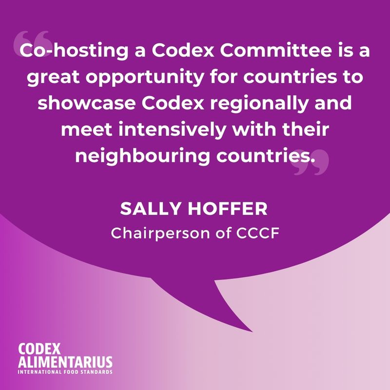 FAOWHOCodex's tweet photo. 🎙️ | "Co-hosting a Codex Committee is a great opportunity for countries to showcase Codex regionally and meet intensively with their neighbouring countries".

- Sally Hoffer, Chairperson of CCCF

#CCCF17 | #FoodSafety https://t.co/rkiHZtTDsU