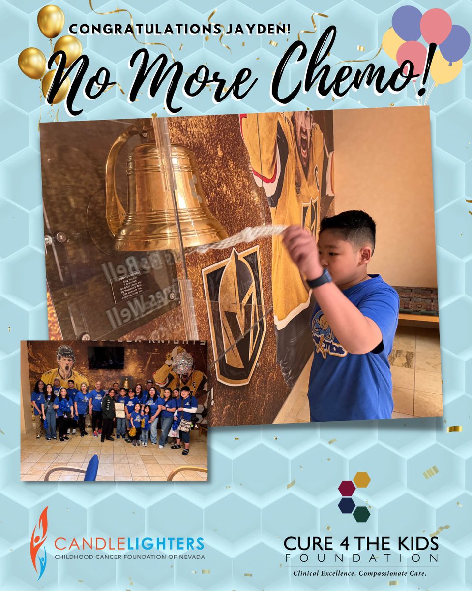 There was so much to celebrate as our #CourageousKids, Jayden, rang the bell - four times well - as his family, friends, and C4K staff cheered him on. Congratulations Jayden from everyone at #Cure4TheKidsFoundation and @candle_lighters! #ChildhoodCancer #NoMoreChemo