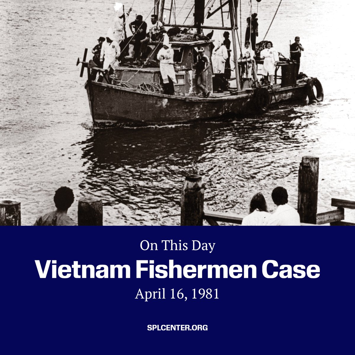 #OTD in 1981, the SPLC filed a lawsuit that led to the end of the Klan's attempts to destroy Vietnamese Americans' fishing businesses by burning their boats and threatening their lives. Learn more about the case here: bit.ly/3xJXlnw
#TheMarchContinues