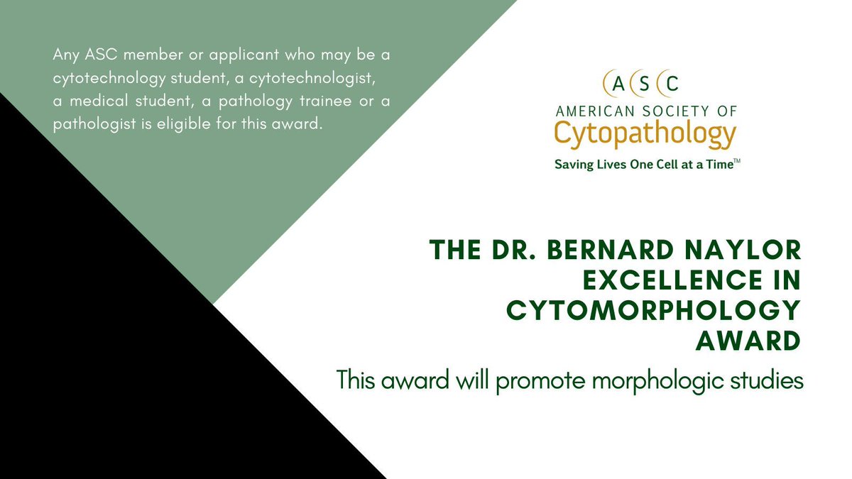 Apply for the Dr. Bernard Naylor Excellence in Cytomorphology Award, this award highlights one of our most important skills in the field of our practice: Morphologic observation. buff.ly/3ZIAwJx #cyto #cytopath