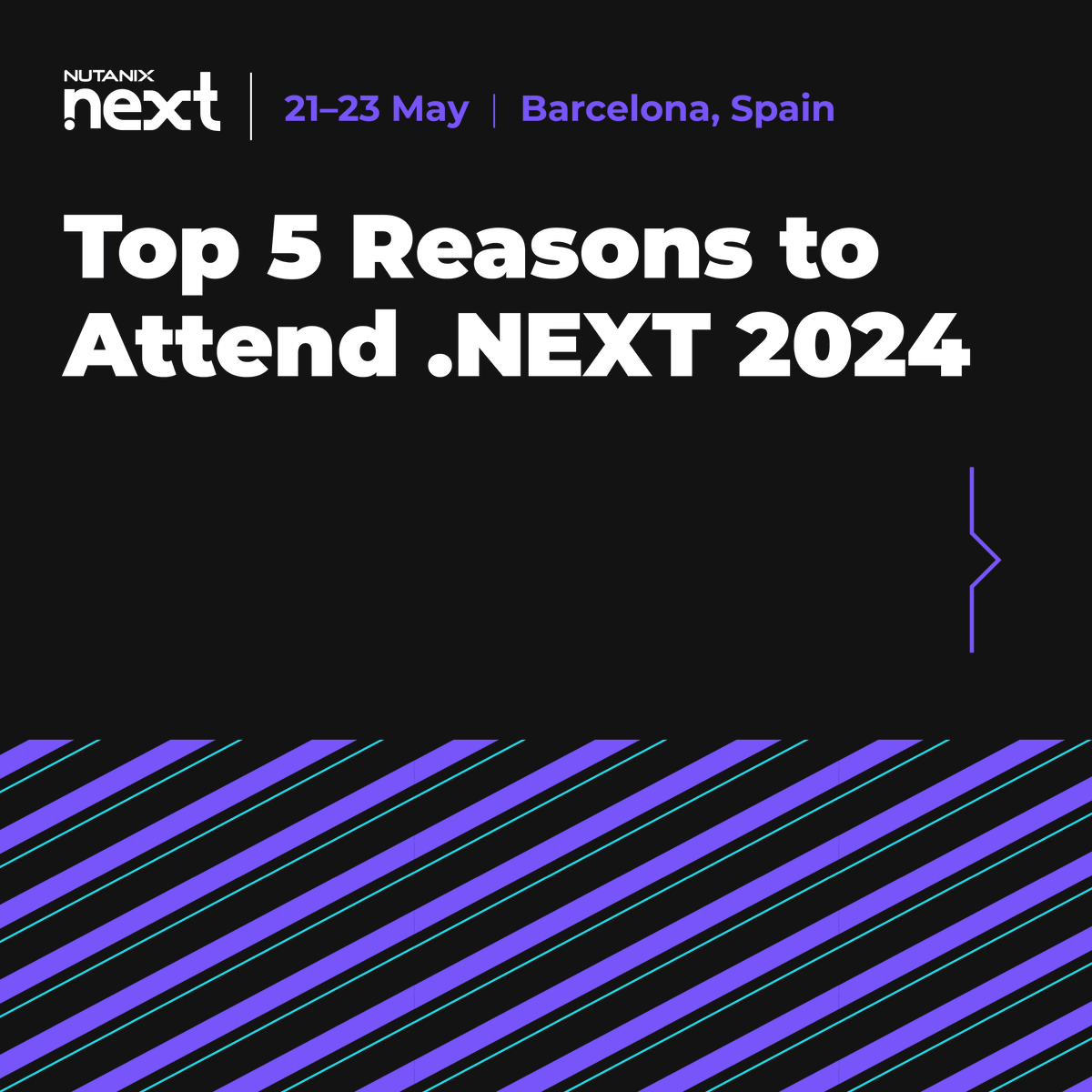 #NEXTconf 2024 is NEXT month! Whether it's your year to 'go cloud' or you’re looking to elevate your current setup, join us in Barcelona for captivating keynotes, hands-on training and more: ntnx.com/4aMVSLx

Check out the top 5 reasons to attend .NEXT 2024👇