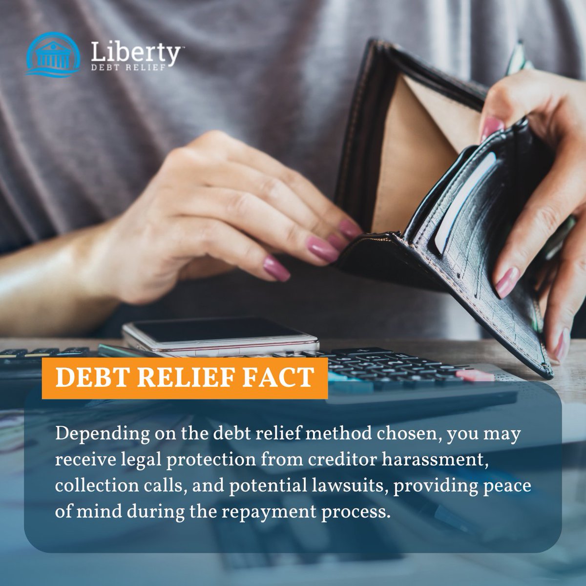 Here is a quick debt relief fact!

Depending on the debt relief method chosen, you may receive legal protection from creditor harassment, collection calls, and potential lawsuits, providing peace of mind during the repayment process.

#DebtSettlement #FinancialRelief