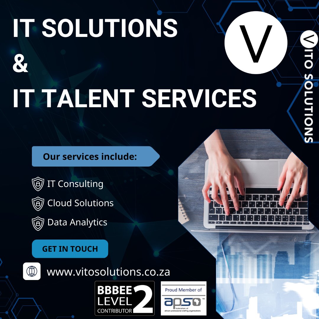 IT CONSULTING | IT SOLUTIONS | IT TALENT #ITsolutions #ITconsulting #MicrosoftPartner #IT #Tech #Data #HubSpot Visit our website today💻 👉vitosolutions.co.za