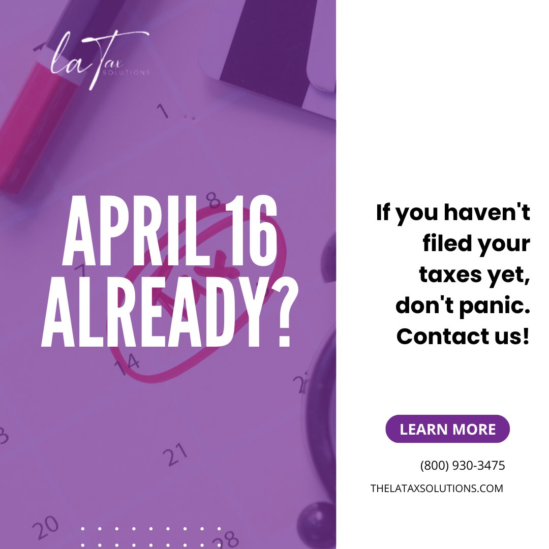 Take action now! Contact us! 💼📅 

#TaxDay #TaxSeason #FileNow #TaxDeadline #ContactNow #VisitWebsite #ShareWithFriends #TaxHelp #TaxPreparation