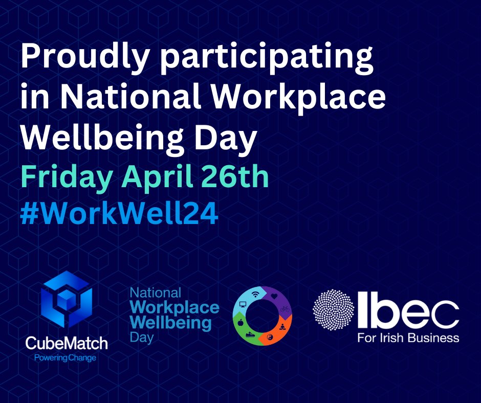 As part of our Employee Wellbeing initiative, we are proud to participate in Ibec’s 10th National Workplace Wellbeing Day, Ireland's biggest celebration of workplace health & wellbeing taking place on April 26th. #WorkWell24 #nationalworkplacewellbeingday #poweringchange