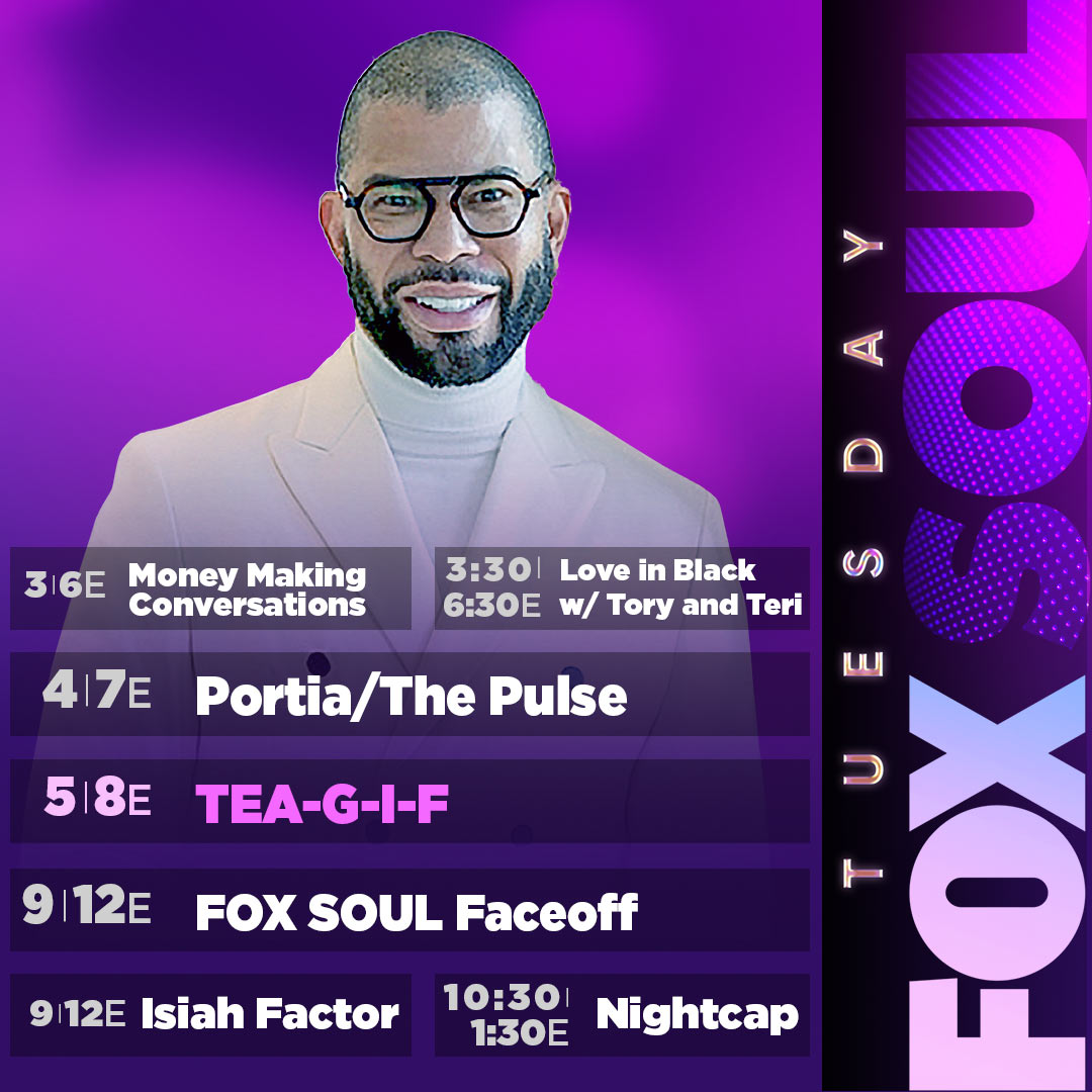 Let's make this Tuesday a great one soulmates! ✨⁠ Catch #TeaGIF LIVE TONIGHT at 8 PM ET / 5 PM PT only on #FOXSoul 💜