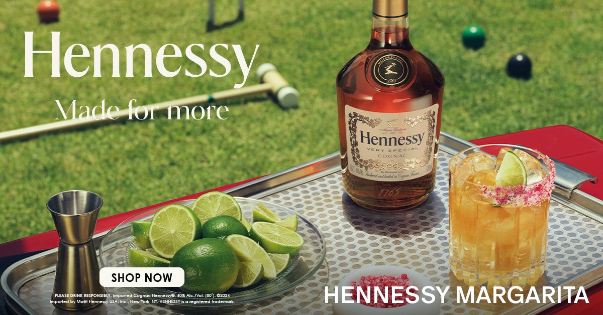We’re putting the Hennessy twists on your favorite cocktails 🥃. Try a Margarita with Hennessy VS. Turn your next event into something more. Hennessy. Made for More. Enjoy Hennessy Responsibly. Visit Hennessy.com for more recipes.