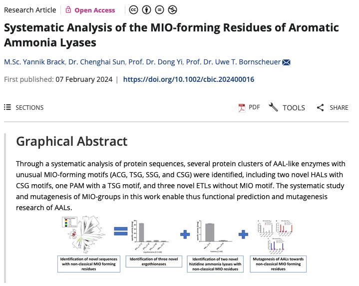 📰 EFMC Literature Spotlight, April 2024 📰 📌 This week we decided to highlight : 'Systematic Analysis of the MIO-forming Residues of Aromatic Ammonia Lyases' by Yannik Brack et al. 🔗 Read more: …mistry-europe.onlinelibrary.wiley.com/doi/10.1002/cb… #EFMCLiteratureSpotlight #MedChem #ChemBio